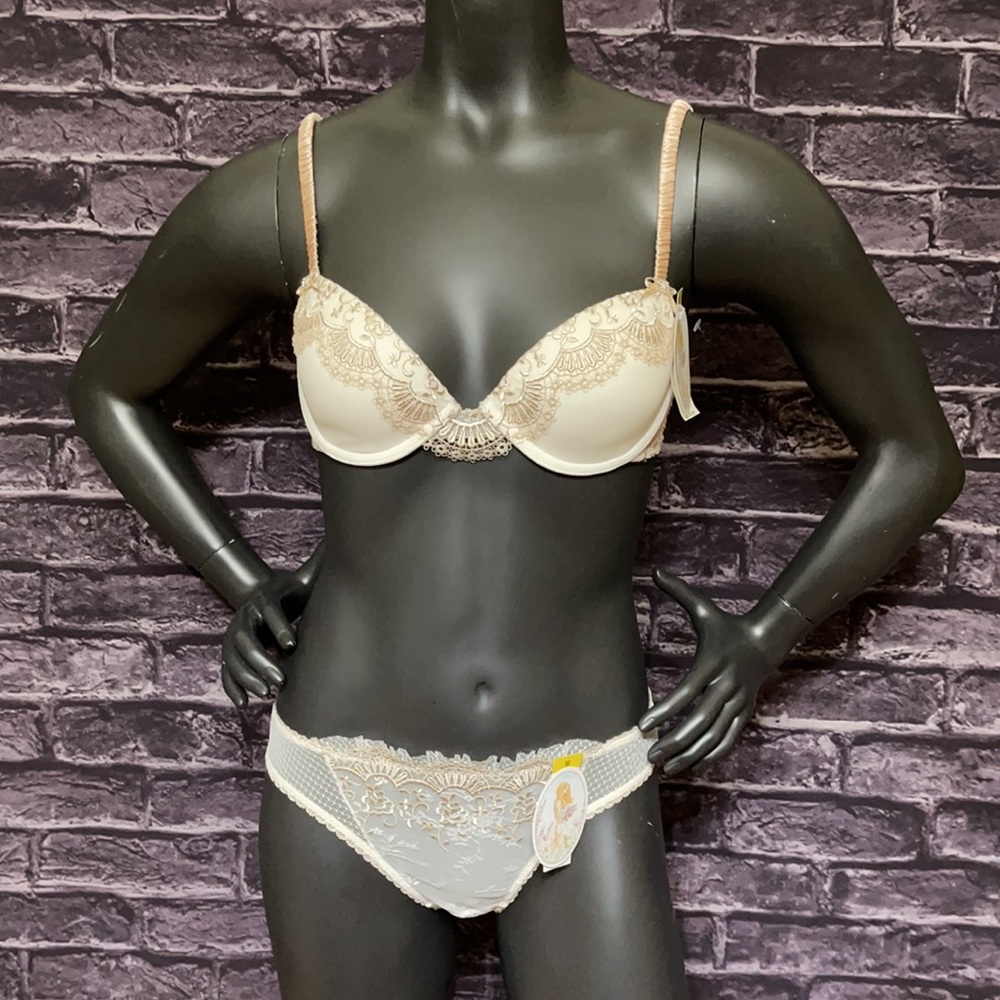 NWT In Bloom by Jonquil Embroidered & Mesh Bra & Panty Set 34B/Medium